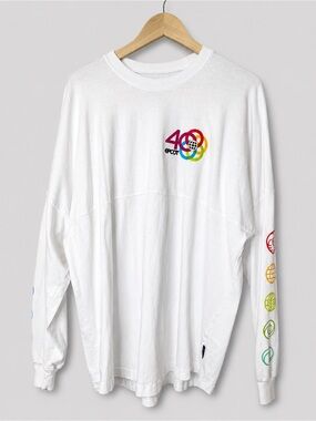 Disney Park EPCOT 40th Anniversary Spirit Jersey White Rainbow Long Sleeve Shirt